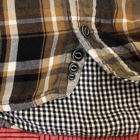 Diesel Brown White black Plaid cotton flannel long sleeve button up Shirt - Picture 4 of 16
